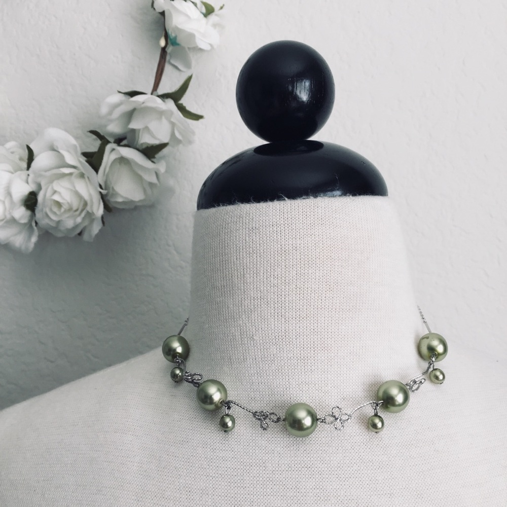 Green Faux Pearl Necklace
